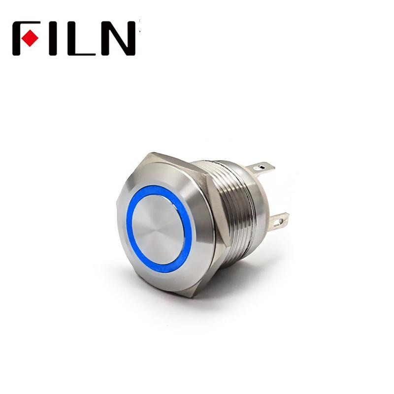 FILN 19mm  Waterproof Metal  Garage Door Push Button Switch Classic durable  12V  Ring LED Momentary Push Button Lamp Switches