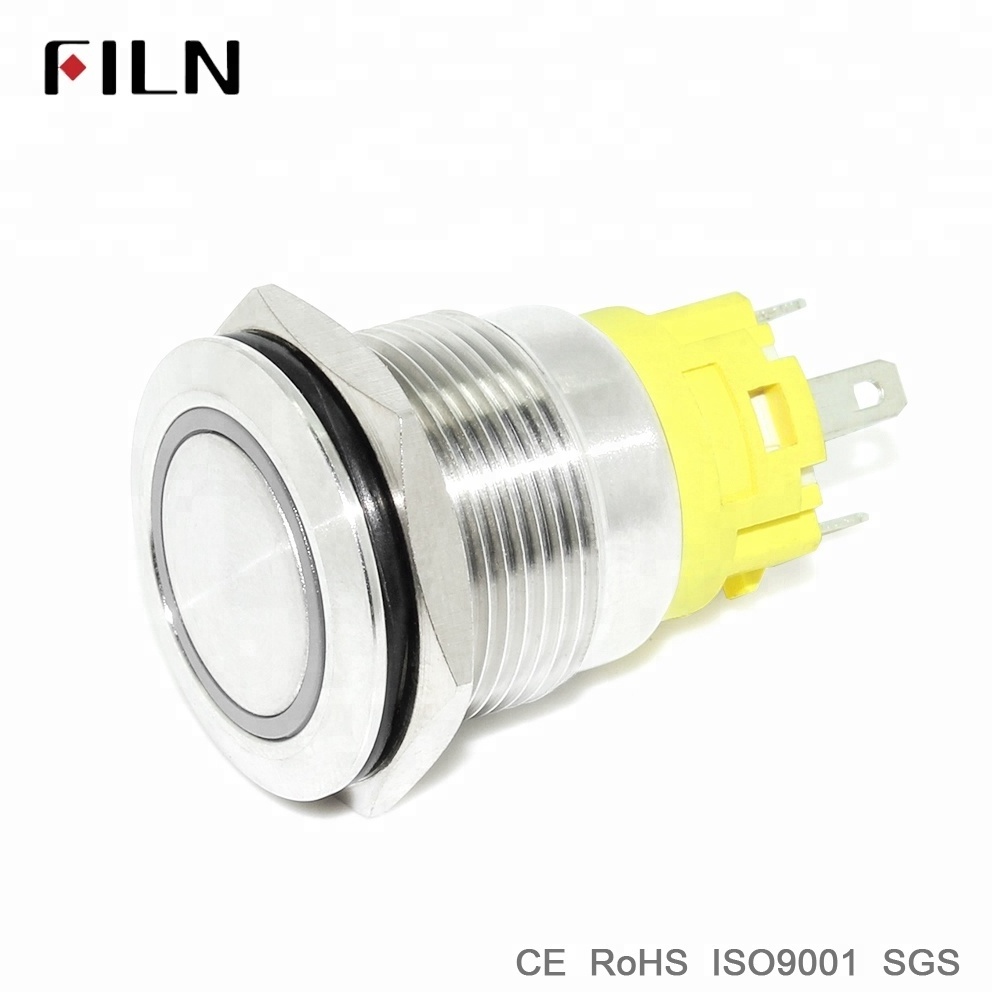 19mm Momentary latching explosion proof switch metal push button with 6V 12V 24V  LED lamp