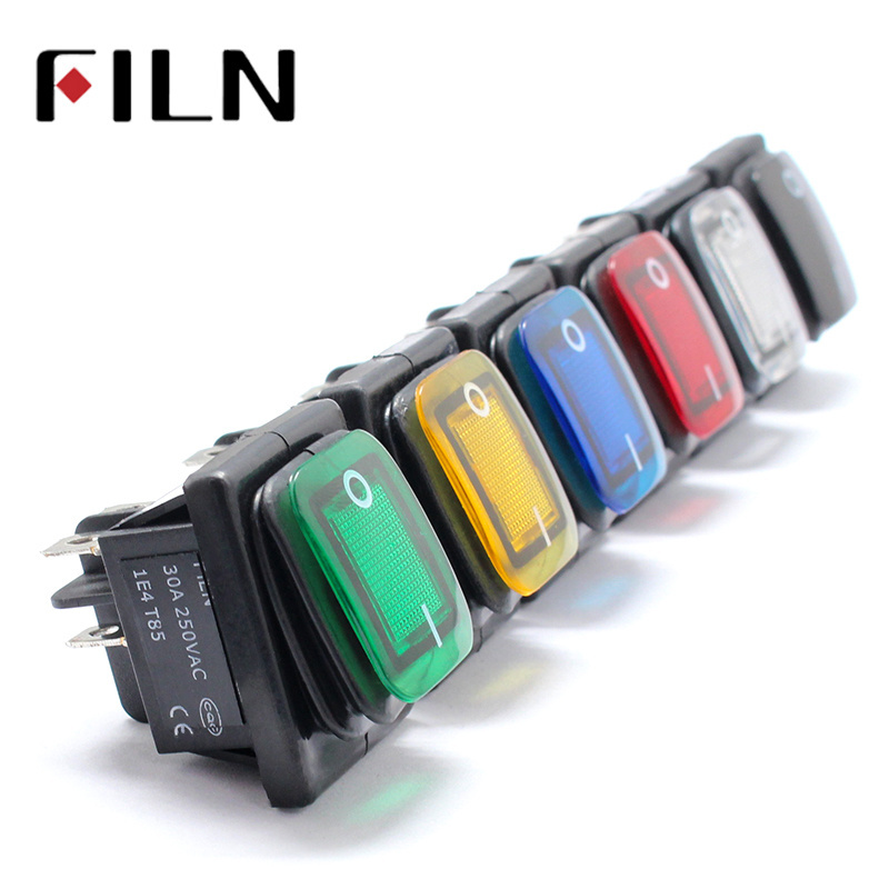 on off 30A/250V Heavy Duty 4 pin DPST IP67 Sealed Waterproof T85 Auto Boat Marine Toggle Rocker Switch with LED 12V 220V 30x22