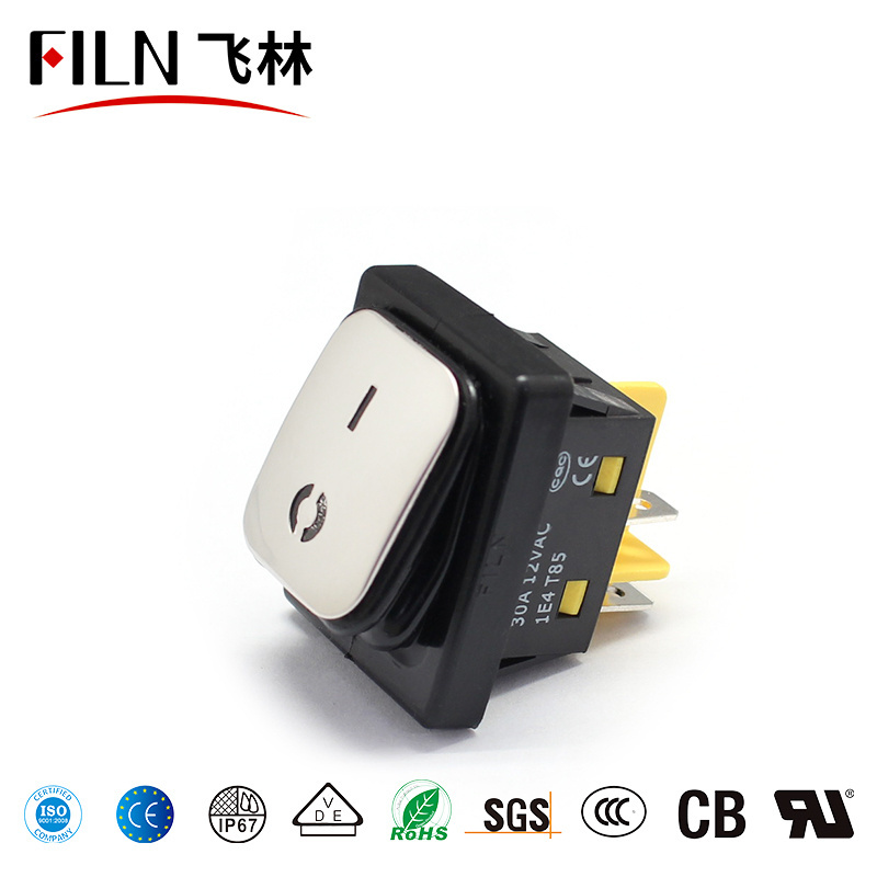 on off 30A 250v heavy duty 4 pin t85 IP67 sealed waterproof rocker switch with led 12V 24V 110V 220V 380V Stainless Steel