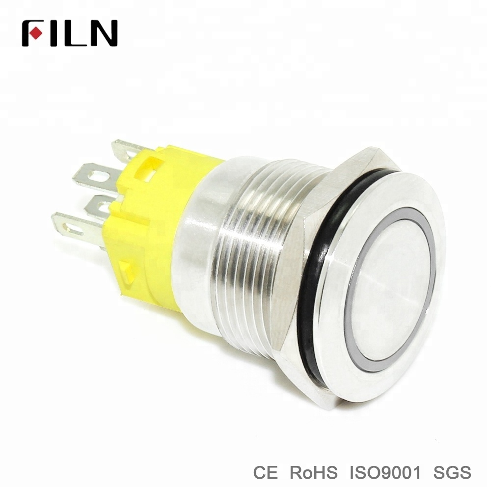 19mm Momentary latching explosion proof switch metal push button with 6V 12V 24V  LED lamp