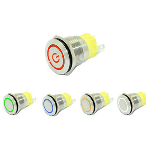 19mm Momentary latching explosion proof switch metal push button with 6V 12V 24V  LED lamp