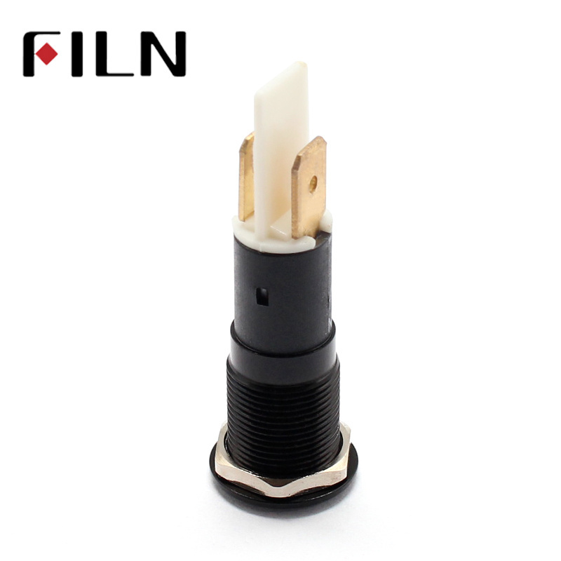 FILN 8mm flat head car indicator light metal black led with symbol 12v car indicator light led indicator light with pin