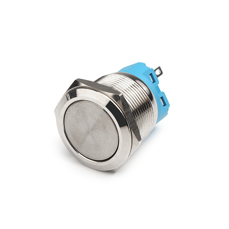 22mm high flat head momentary metal push button switch with led ring light/power label light