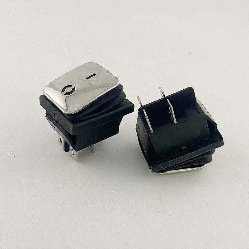 4Pin Lamp Waterproof Boat Switch Silver Contact Large Current Stainless Steel housing miniature rocker paddle switches