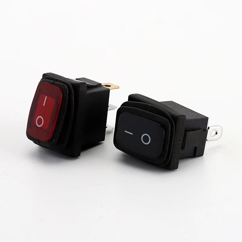 220V Red LED Light 10A 250V AC Waterproof Rocker Switch  Marine KCD1 Rocker Switch 2 gears