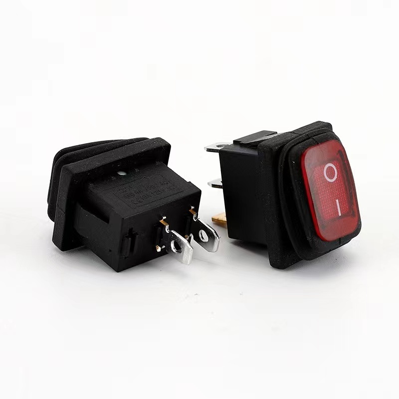 220V Red LED Light 10A 250V AC Waterproof Rocker Switch  Marine KCD1 Rocker Switch 2 gears