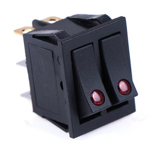 Double DPST 2 Gangs KCD3 Rocker Switch With 6 Pins Dual Red Button