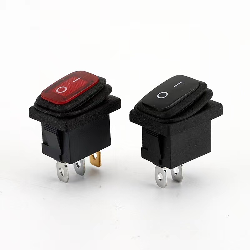 220V Red LED Light 10A 250V AC Waterproof Rocker Switch  Marine KCD1 Rocker Switch 2 gears