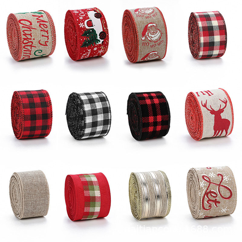 Rustic Charm: Red, Black, and White Plaid Bow Decorations for Christmas