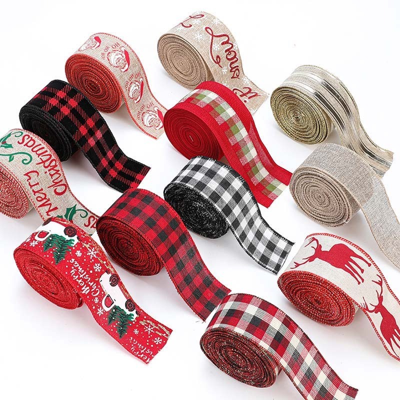 Rustic Charm: Red, Black, and White Plaid Bow Decorations for Christmas