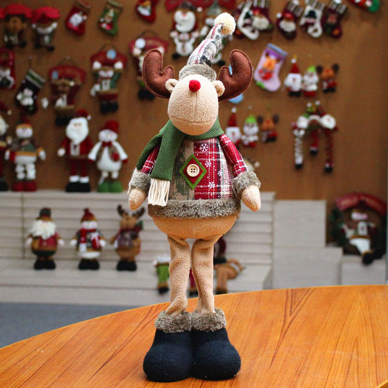 Christmas Sitting Santa Claus Snowman Reindeer Long Legs Table Fireplace Decor Home Decoration Christmas Figurines Plush