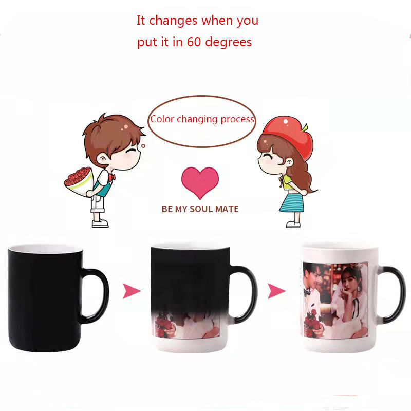 Novelty Couples Gift Mugs Sublimation Heat Transfer Unique Coffee Cup Color Changing Mug Nose Ceramic Mugs With Smile Face