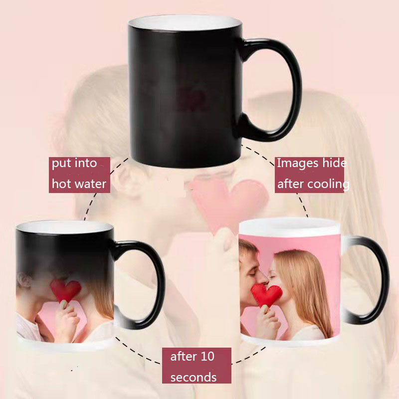 Novelty Couples Gift Mugs Sublimation Heat Transfer Unique Coffee Cup Color Changing Mug Nose Ceramic Mugs With Smile Face