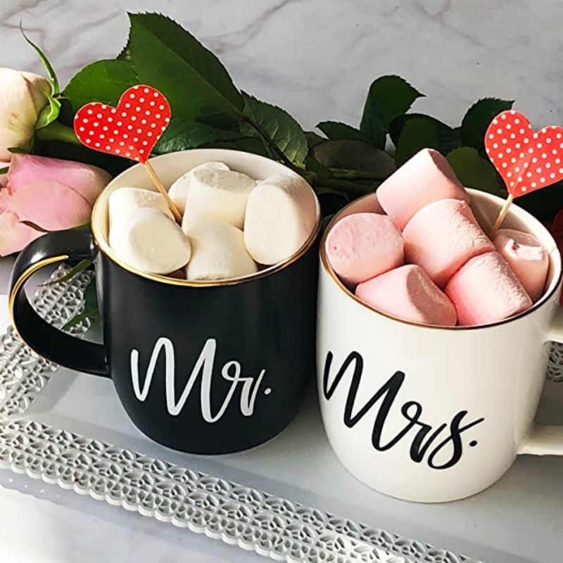 Valentine's Day Gift Ideas 2023 Couple Cup Anniversary Wedding Mr and Mrs Gifts porcelain mug cups ceramic coffee mugs for gifts