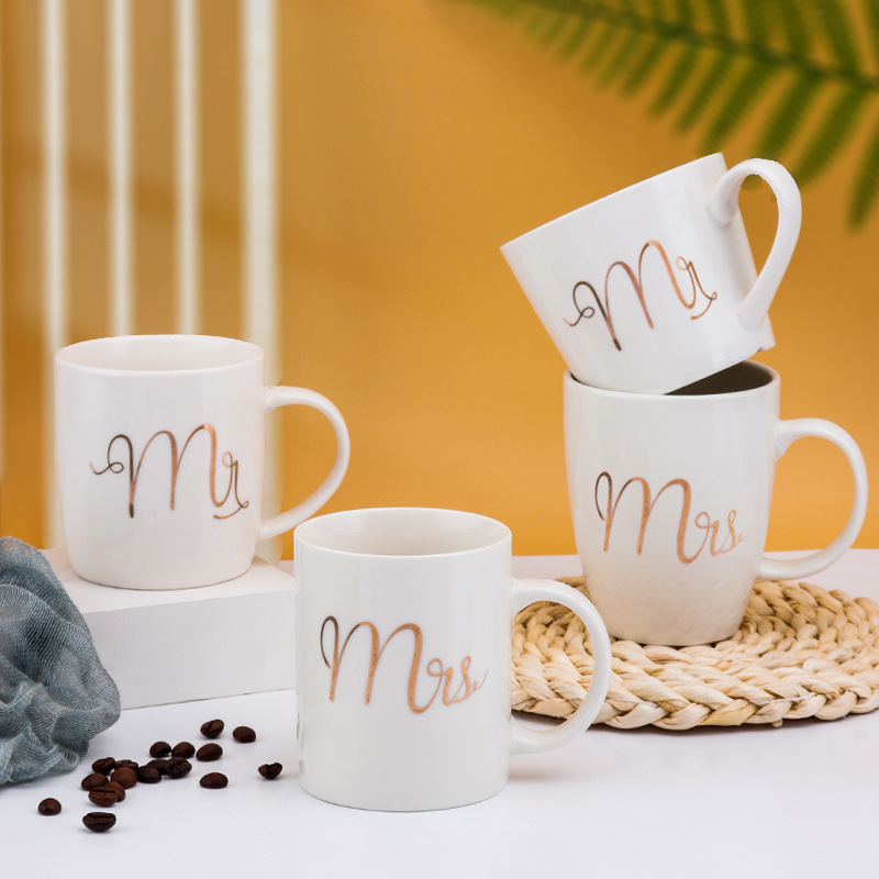 Custom Valentines Day Gift 2023 Couple Mr And Mrs Coffee Mugs Cups Gift Set Porcelain Mug Cups Ceramic Coffee Mugs For Gifts