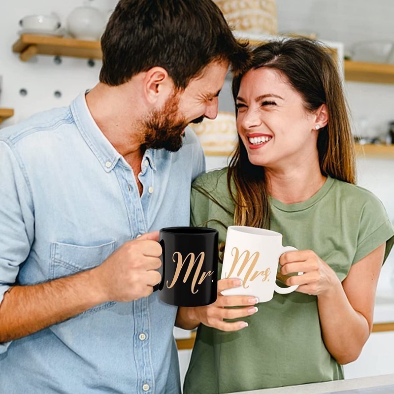 Custom Valentines Day Gift 2023 Couple Mr And Mrs Coffee Mugs Cups Gift Set Porcelain Mug Cups Ceramic Coffee Mugs For Gifts