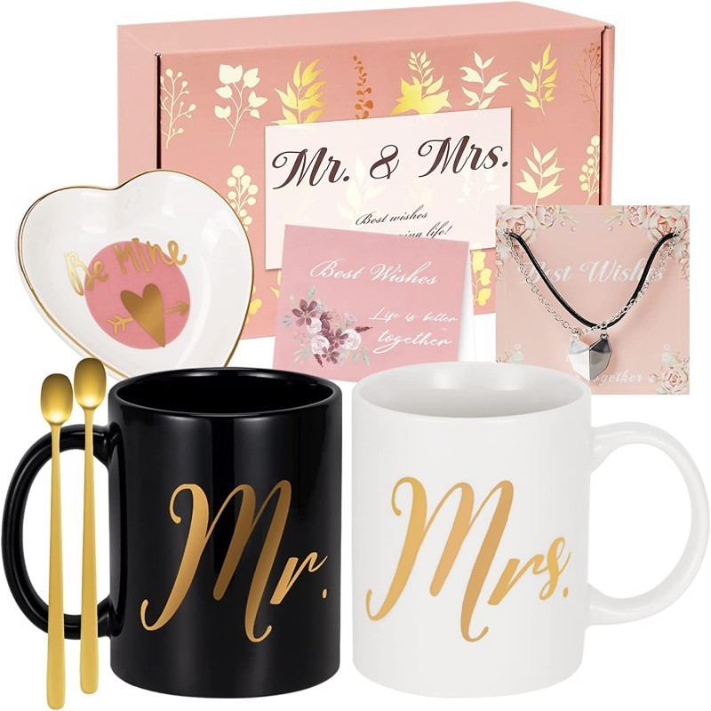 Custom Valentines Day Gift 2023 Couple Mr And Mrs Coffee Mugs Cups Gift Set Porcelain Mug Cups Ceramic Coffee Mugs For Gifts