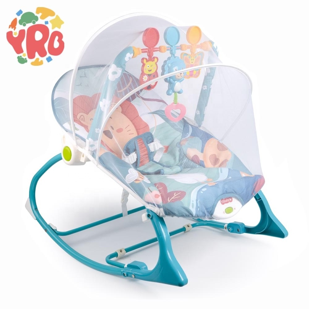 New 2 in 1 sleeping baby chairs with hanging toys vibrating baby swing to toddler musical kids chair with mosquito net