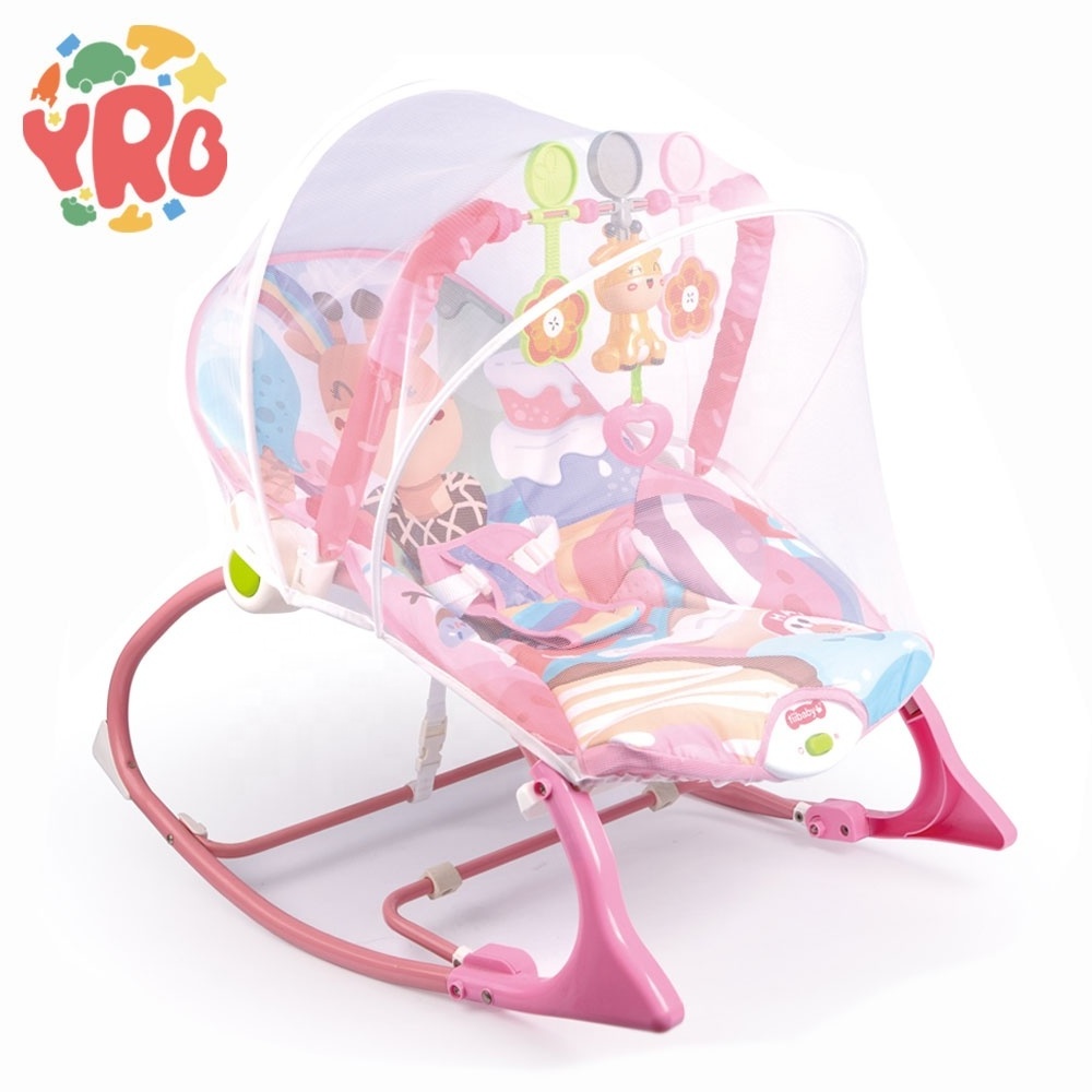 New 2 in 1 sleeping baby chairs with hanging toys vibrating baby swing to toddler musical kids chair with mosquito net