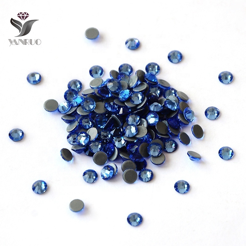 Wholesale In Stock Lt. Sapphire  Crystal Flatback Glue Rhinestone For Dress Decoration