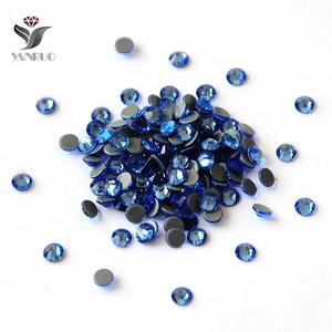 Wholesale In Stock Lt. Sapphire  Crystal Flatback Glue Rhinestone For Dress Decoration