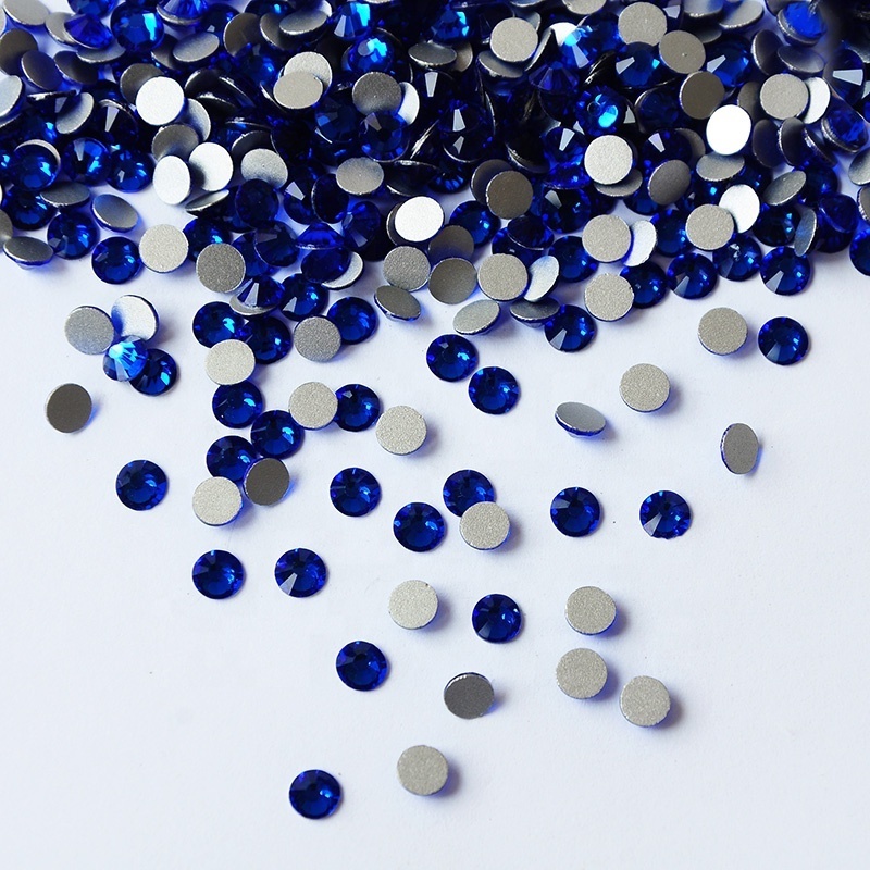 Sapphire  Crystal Glass  Crystal Rhinestone Non Hotfix Rhinestone Glue On Nail Rhinestones