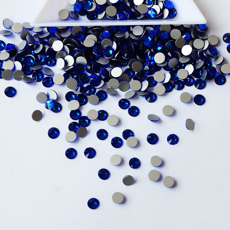 Sapphire  Crystal Glass  Crystal Rhinestone Non Hotfix Rhinestone Glue On Nail Rhinestones