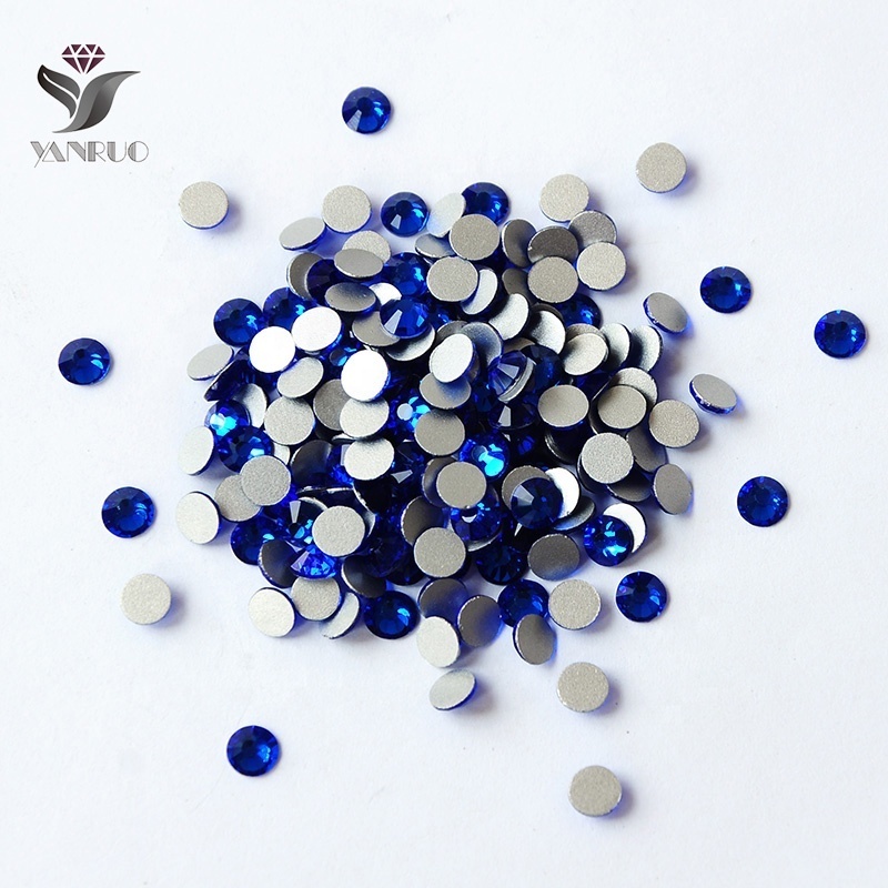 Sapphire  Crystal Glass  Crystal Rhinestone Non Hotfix Rhinestone Glue On Nail Rhinestones