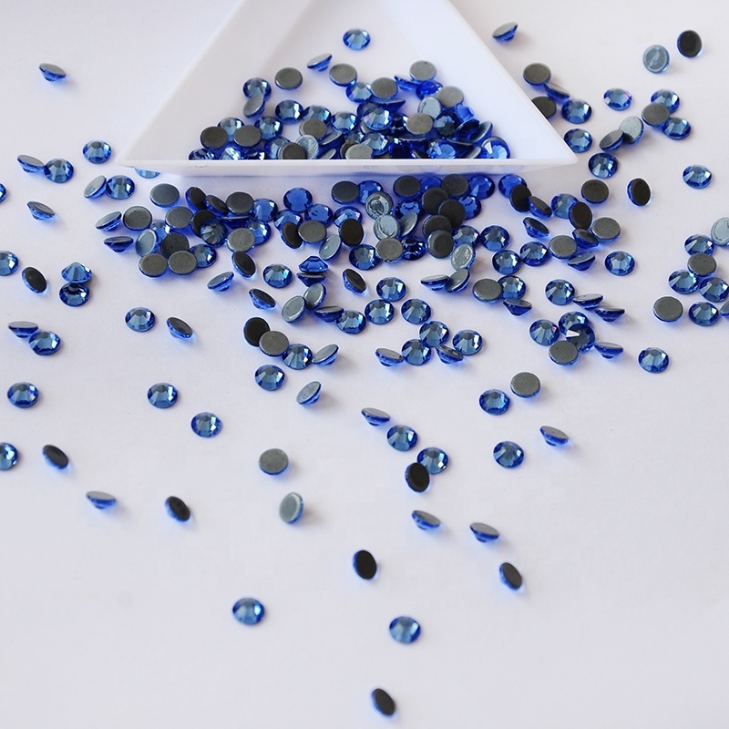 Wholesale In Stock Lt. Sapphire  Crystal Flatback Glue Rhinestone For Dress Decoration