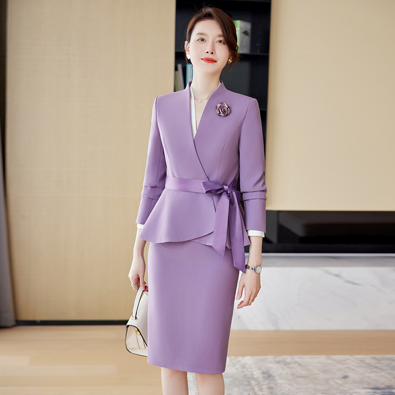 Shawl Collar Women Church Suits Lady Business Blazer ladies Designer Skirt Suits for women