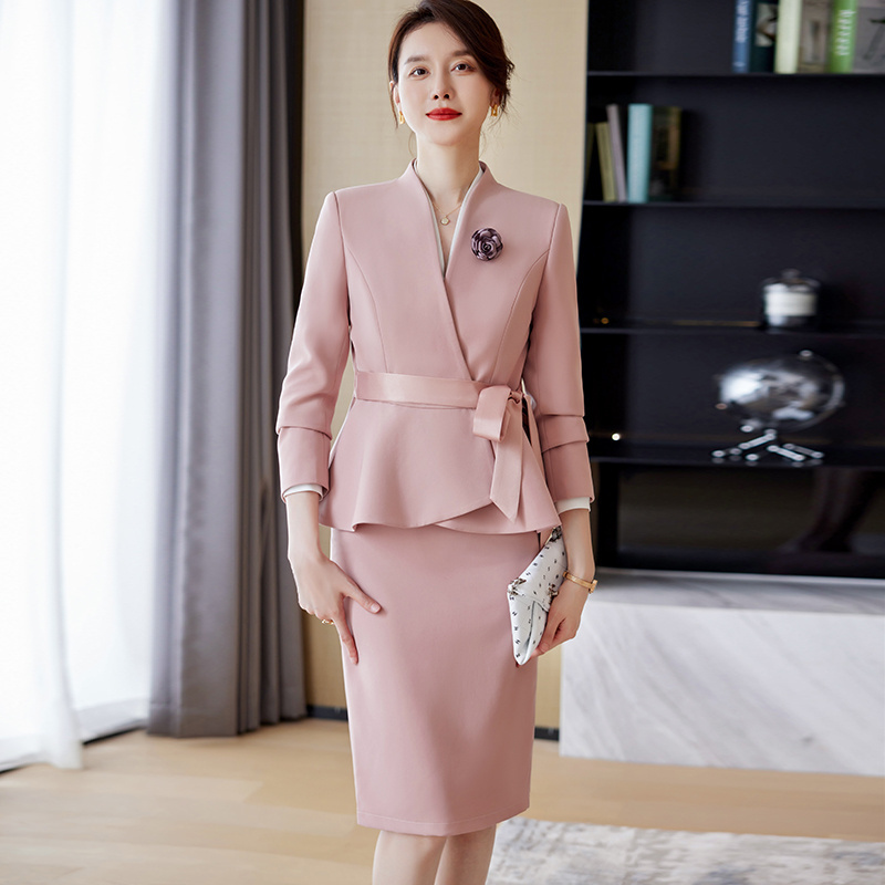 Shawl Collar Women Church Suits Lady Business Blazer ladies Designer Skirt Suits for women