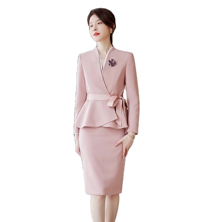 Shawl Collar Women Church Suits Lady Business Blazer ladies Designer Skirt Suits for women