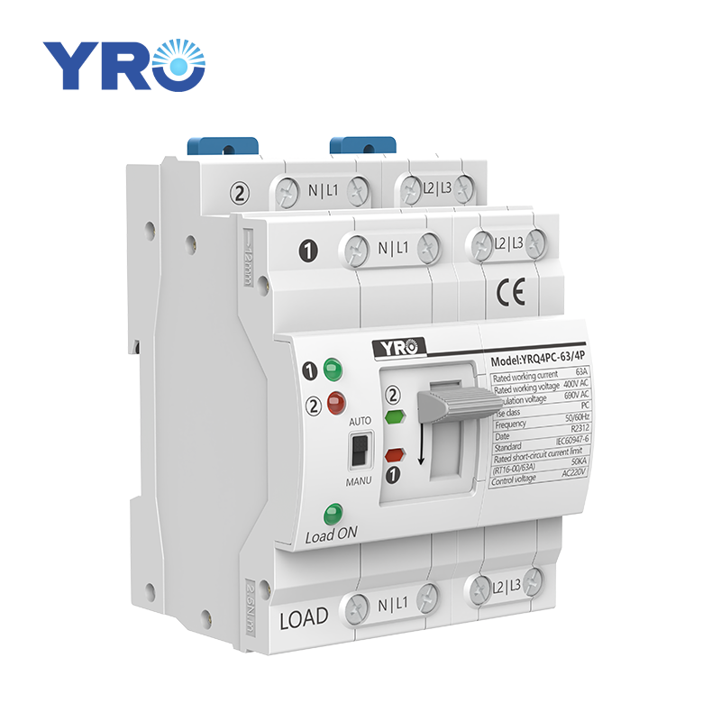 YRO YRQ4PC-63 4P Generator ATS controller daul power changeover automatic transfer ats din rail switch 63amp 4p cabinet 4 ways