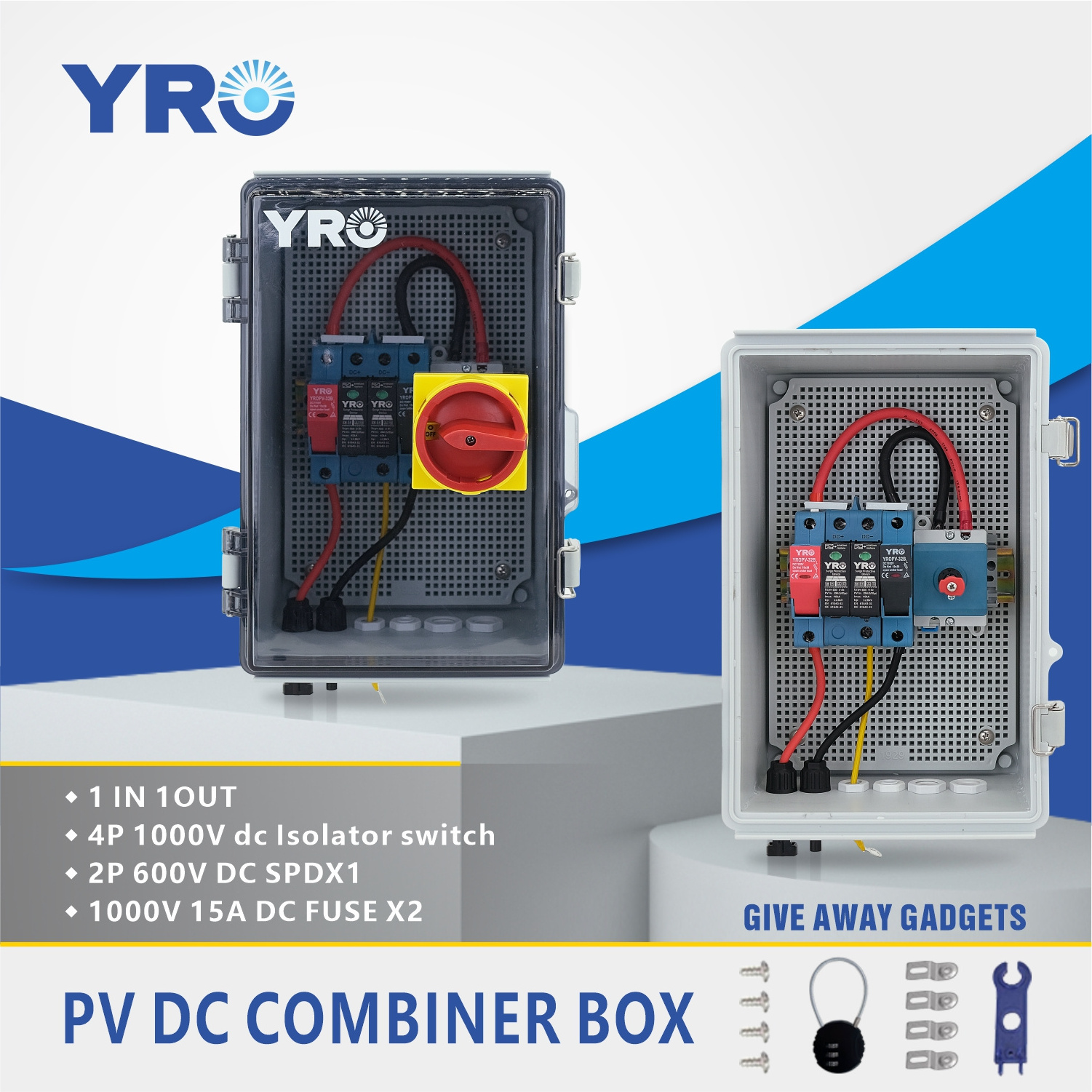 pv strings dc combiner box 1000V for solar panel with DC isolator switch hot sale for solar Pv safety