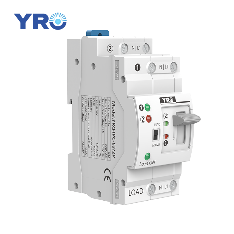 YRO Dual Power Transfer Switch Change Over Switch Device 2P 63A Ats panel double power automatic transfer switch single phase