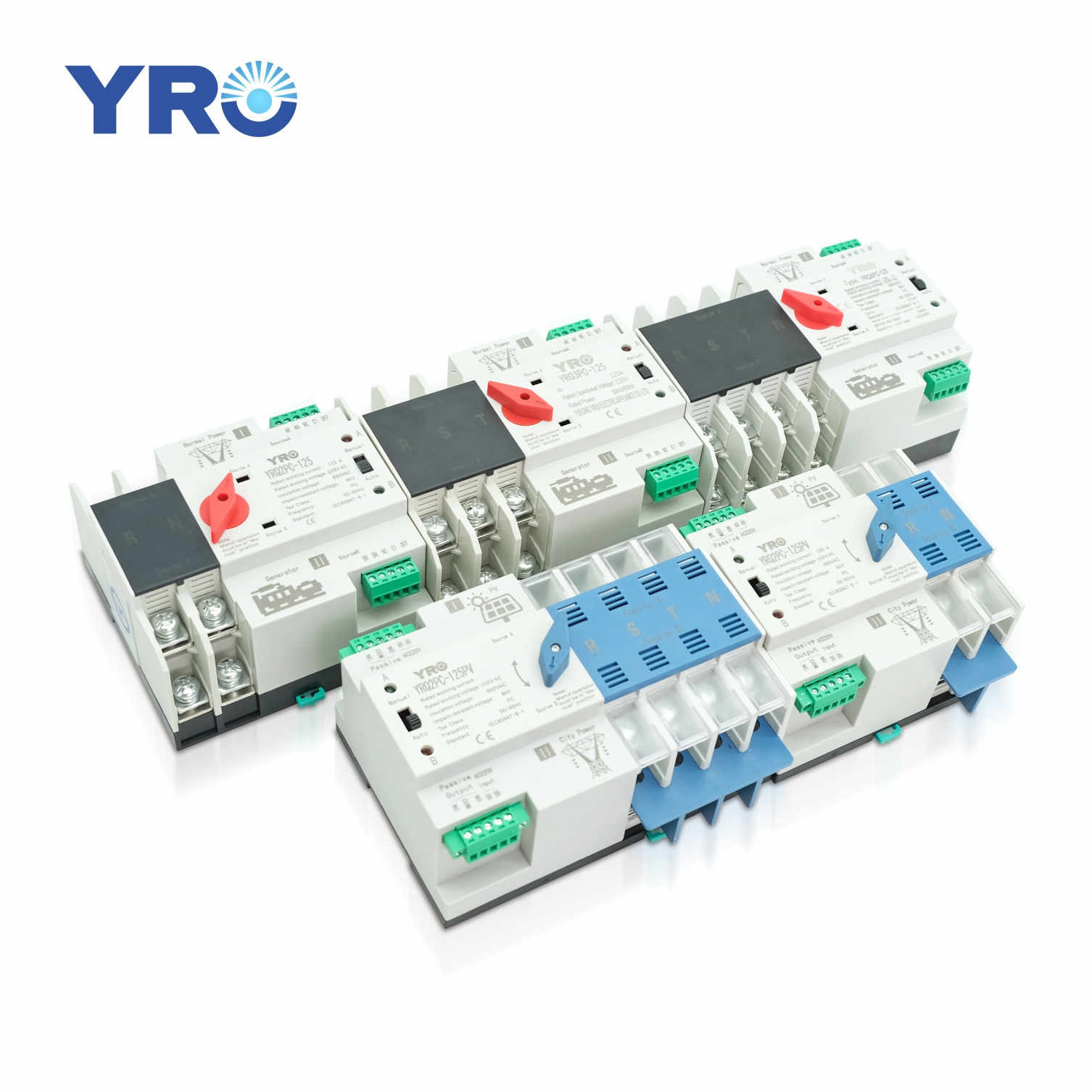 YRO 2P Mini ATS Dual Power Automatic Transfer Switch Gear Changeover Switch Electrical Selector Switches 100A generator solar