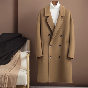 YR2005 Custom Design Luxury Mens Trench Coat Winter OEM Cashmere Long Wool Pea Coat