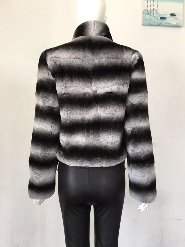 YR763 Genuine Rex Rabbit Chinchilla Dyed Soft Fur Jacket real fur coat Top Quality Drop Ship