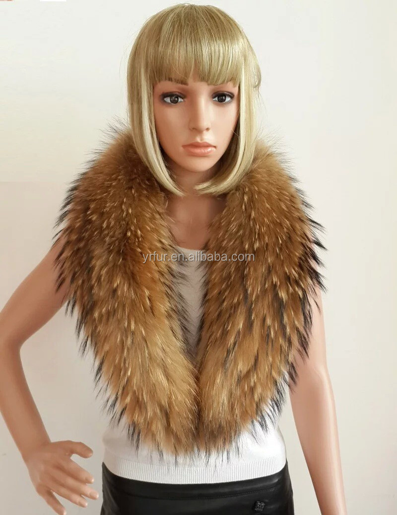 YR371 Customize make Lots of Colors Detachable Big Raccoon Fur Collar