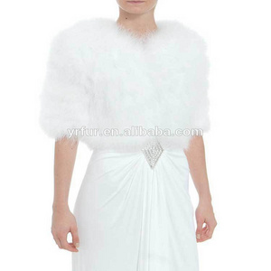 YR527  New Style Genuine Feather Fur Jacket Australia Style Wedding Turkey Feather Fur Fashion Short  Fleece Shawl