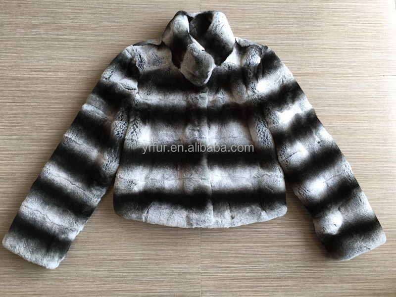 YR763 Genuine Rex Rabbit Chinchilla Dyed Soft Fur Jacket real fur coat Top Quality Drop Ship