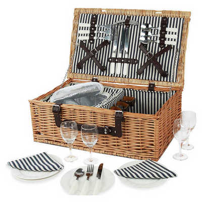 Hand Woven Cheap Willow Picnic Wicker Basket Picnic Basket Set for 4 Storage Baskets 53X33X20CM Customized Rectangle 100pcs