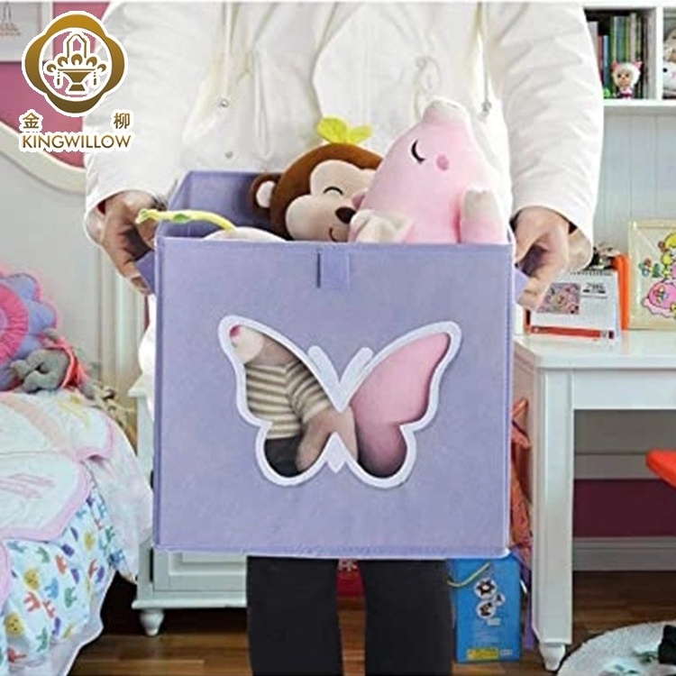 Lovely Fairy Toys Organizer Fabric Clothes Storage Hamper Folding Butterfly Storage basket for Girls