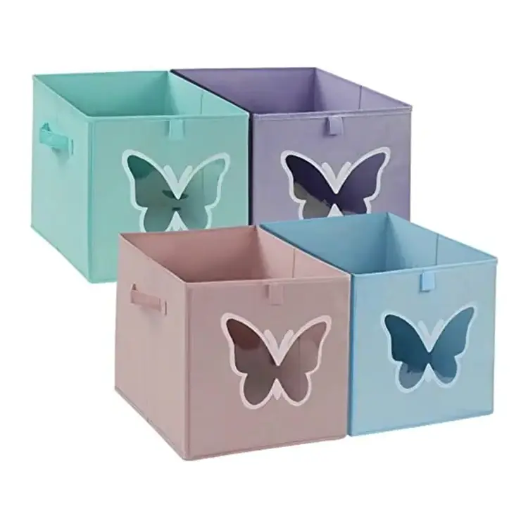 Lovely Fairy Toys Organizer Fabric Clothes Storage Hamper Folding Butterfly Storage basket for Girls