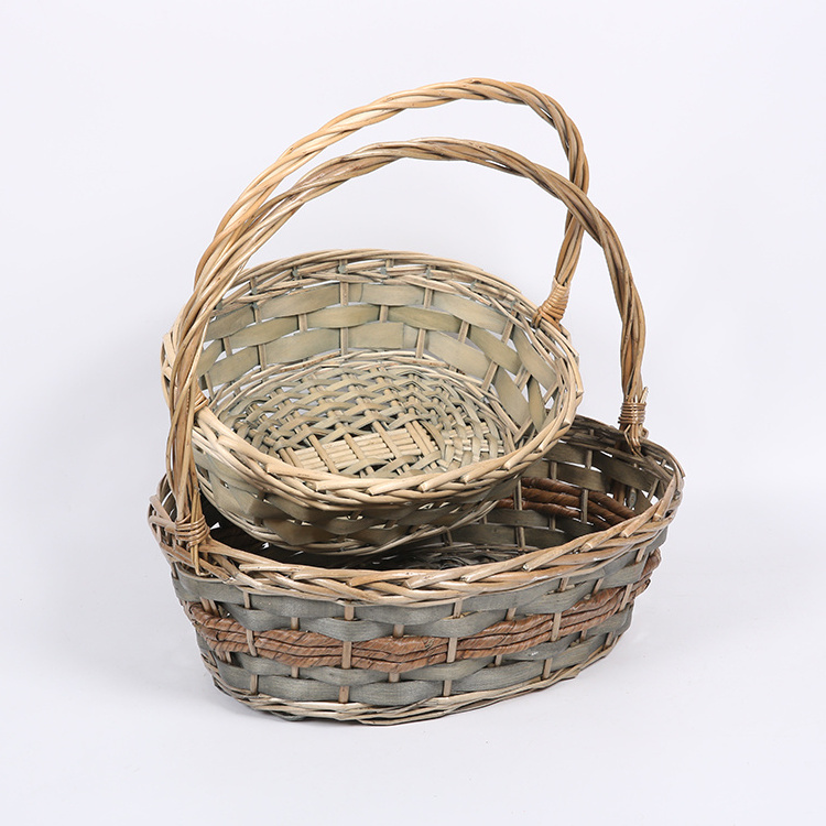 willow flower  Wicker baskets and boxes for large Easter Decorative gift storage baskets set  with handles