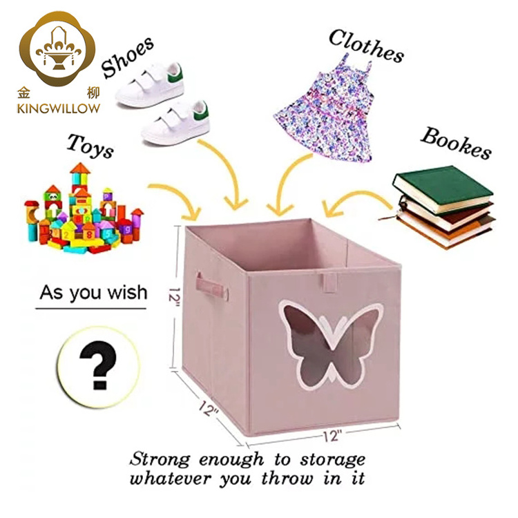 Lovely Fairy Toys Organizer Fabric Clothes Storage Hamper Folding Butterfly Storage basket for Girls