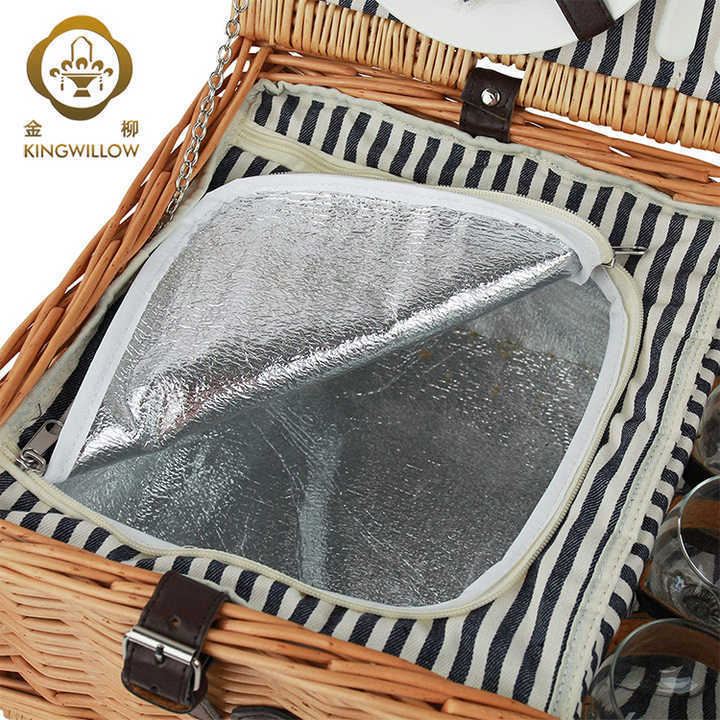 Hand Woven Cheap Willow Picnic Wicker Basket Picnic Basket Set for 4 Storage Baskets 53X33X20CM Customized Rectangle 100pcs