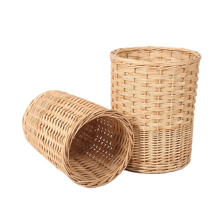 Eco-friendly woven dirty cloth rattan bamboo wood chip large laundry basket