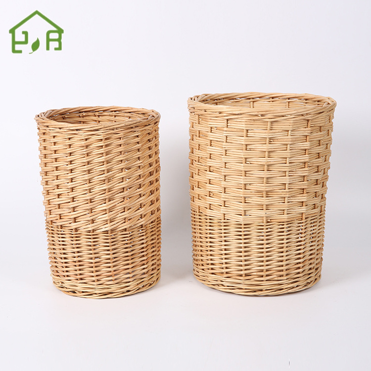 Eco-friendly woven dirty cloth rattan bamboo wood chip large laundry basket